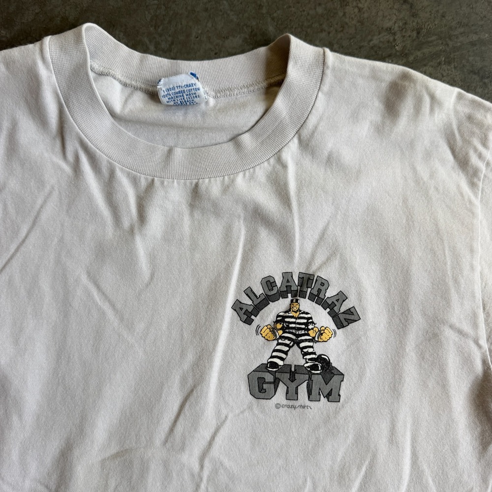 Vintage Crazy Shirts Alcatraz Gym Double Sided Graphic Shirt Mens Medium Hawaii - Picture 5 of 12
